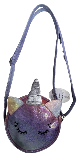 Poșetă rotundă roz pentru copii, Unicorn adormit
