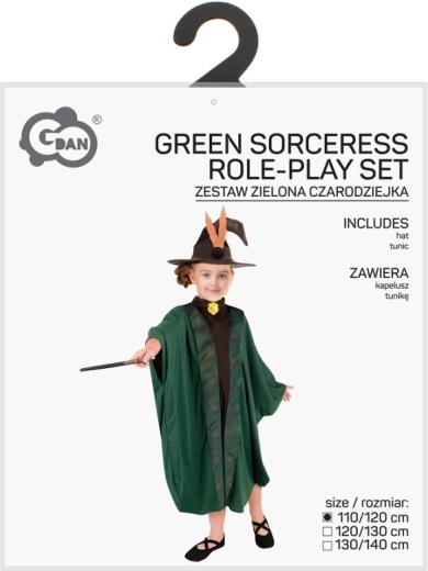 Costum pentru copii vrăjitor și vrăjitoare – verde (110–120 cm)