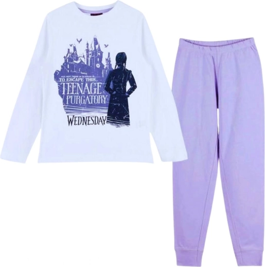 Pijama pentru copii Wednesday alb-violet