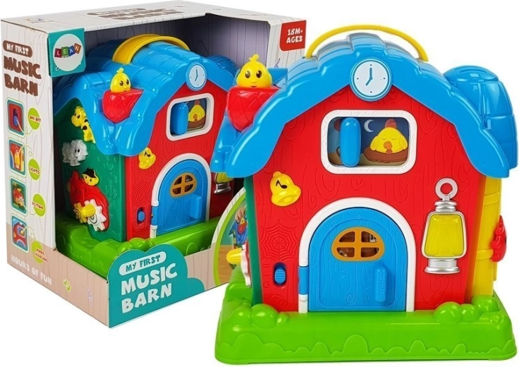șură muzicală – fermă interactivă cu animale și sunete, roșie