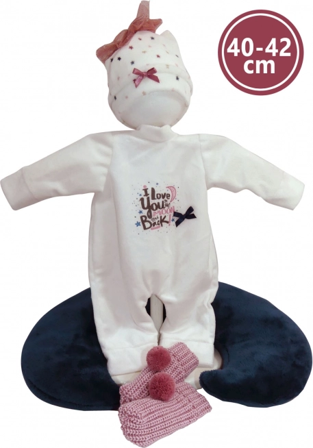 Hăinuțe pentru păpușă NEW BORN 40–42 cm, set din 3 piese cu pernă de alăptare