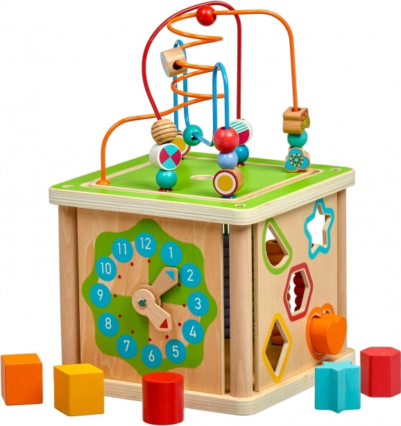 Cub motric din lemn 5 în 1 LUCY & LEO cu ceas