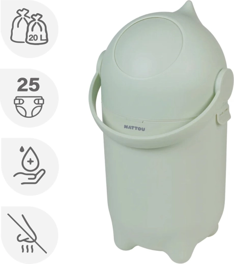 Coș pentru scutece Nattou Dropy verde 20 l
