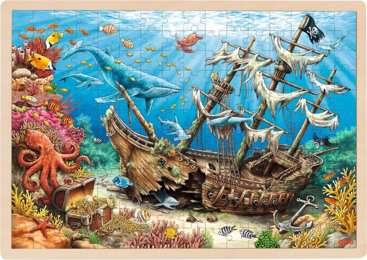 Puzzle din lemn de tip încastrabil, corabie scufundată Santa Elena - 1 bucată