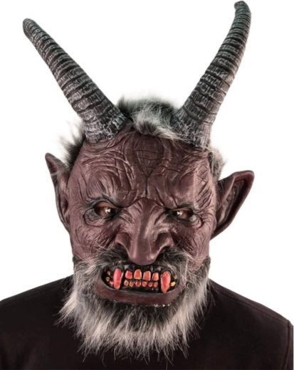 Mască de carnaval diavol Belzebub cu păr și barbă