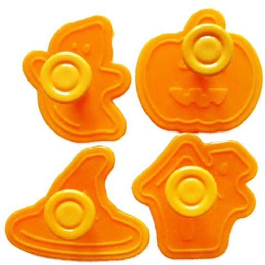 Ștampile pentru prăjituri de Halloween, set 4 buc., plastic, portocaliu