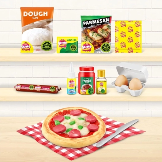 Stratificare realistă a pizzei din diferite „ingrediente”