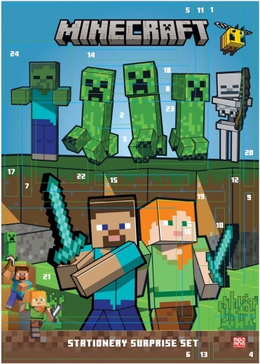 Calendar advent Minecraft cu articole de papetărie