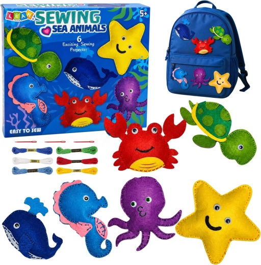 Set creativ de cusut din fetru – animale marine (6 buc.)