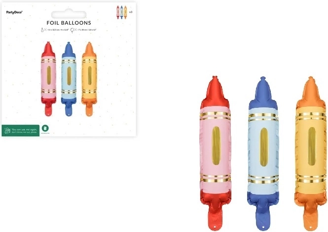 Baloane din folie în formă de creioane colorate pentru ghirlandă, mix, 3 buc.