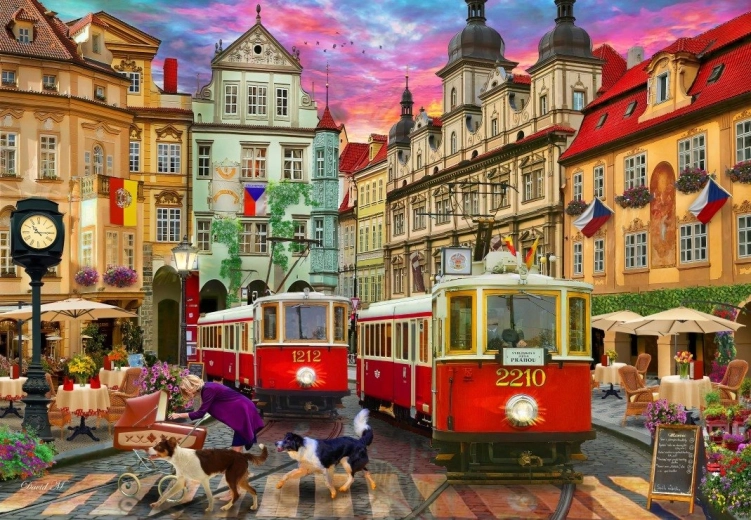 Puzzle Bluebird Tramvaiul din Praga 1000 piese
