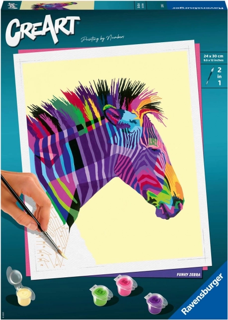 creart: pictură după numere – funky zebra