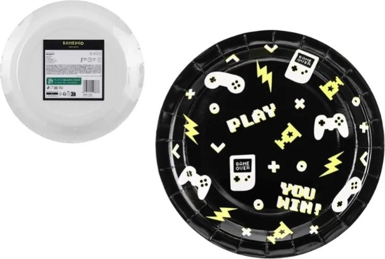 Farfurii de hârtie Gamepady 23 cm (6 buc.)