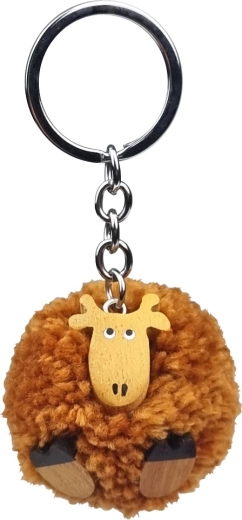 Breloc din lemn Girafă cu Pompon