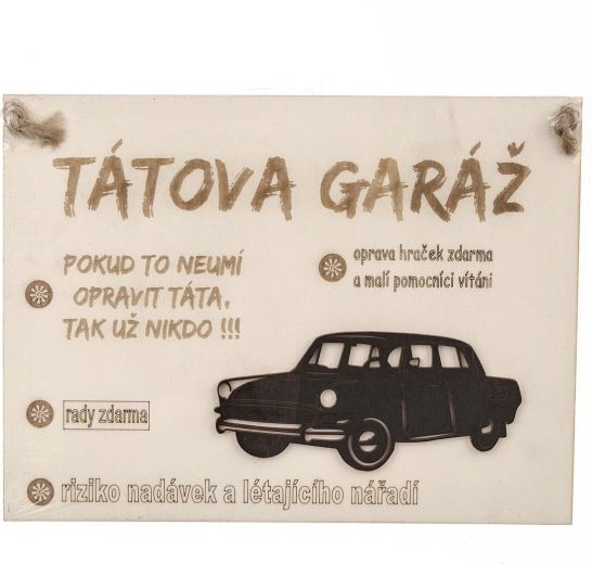 Plăcuță din lemn „Garajul tatei” 28 × 21 cm