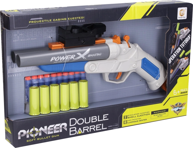 Pușcă Pioneer Double Barrel cu proiectile din spumă și cartușe 37 cm - 1 bucată