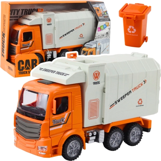 Camion de gunoi urban cu lumini și sunete – portocaliu