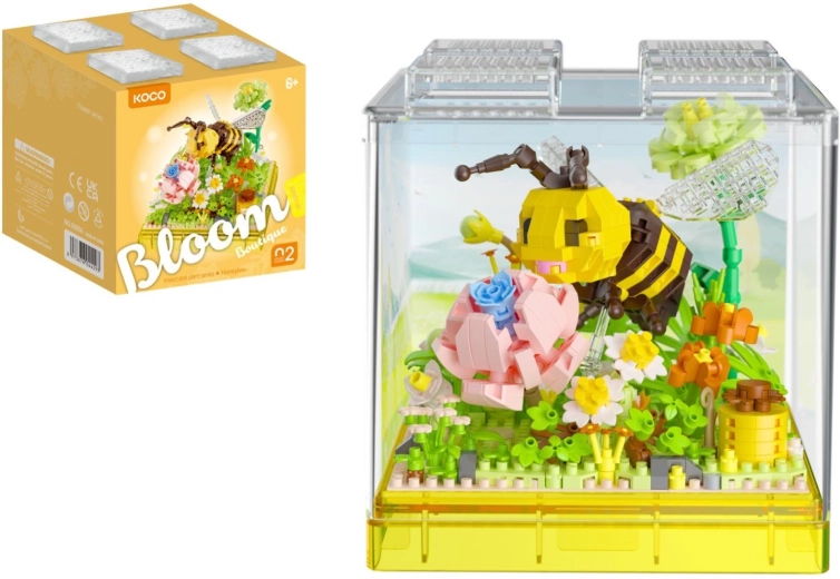 Mini set de construcție KOCO cu albină, în cutie transparentă, 688 de piese