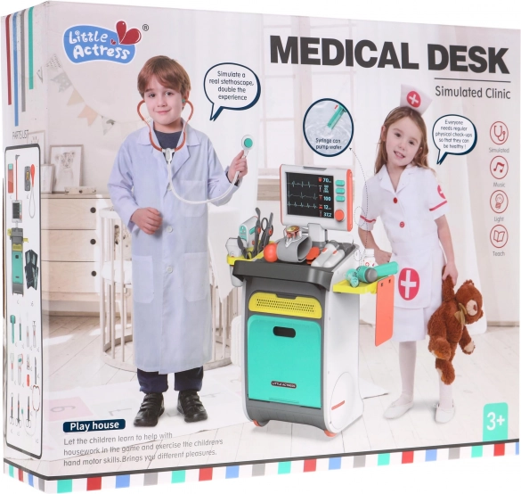 Cărucior medical pentru copii cu funcții interactive și peste 20 de accesorii