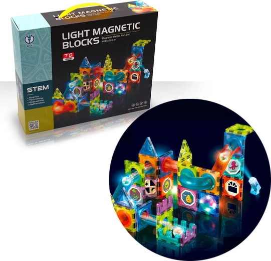 Pistă magnetică cu bile luminoase 75 piese