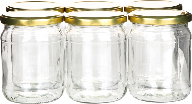 Set de 6 borcane pentru conserve 520 ml cu capace aurii fi 82