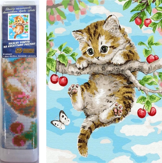 Norimpex Pictură cu diamante Pisoi pe cireș 30x40 cm