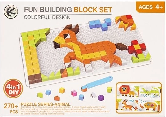 Puzzle pentru copii 4 în 1 cu animale, 270 de piese