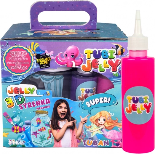 TUBAN TUBI JELLY set de 6 culori cu acvariu mic – sirenă