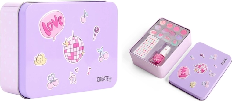 Create it! casetă cosmetică cu farduri de pleoape și ojă de unghii