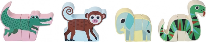 Puzzle magnetic din lemn cu animale Jungle