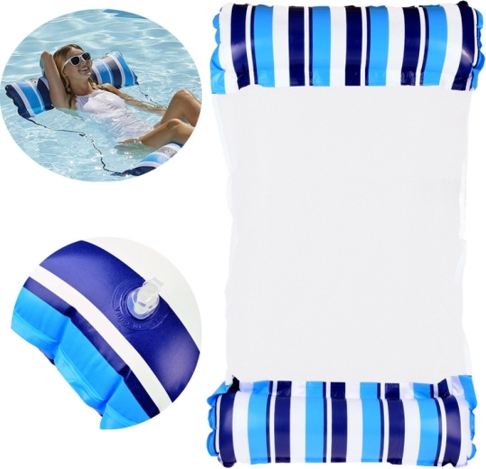 Hamac gonflabil pentru piscină – saltea plutitoare albastru-alb – 1 bucată