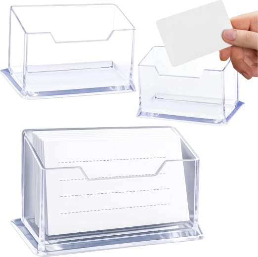 Suport transparent din acril pentru cărți de vizită, 11 cm