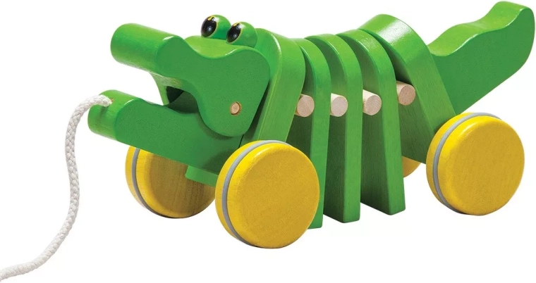 Crocodil dansator PlanToys – jucărie de tras din lemn