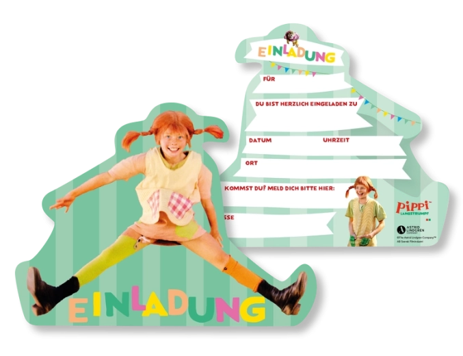 Invitații Pippi Șosețica – 8 buc