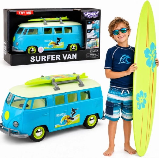 Autobuz clasic de surf Woopie cu lumini și sunete 1:14