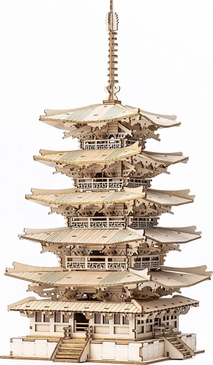Puzzle 3D din lemn – pagodă cu cinci etaje