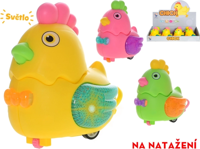 Puișor 10 cm cu mecanism de întors și lumină (mix 3 culori)