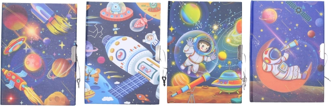 Jurnal cu motiv Cosmic cu lacăt 13x18 cm