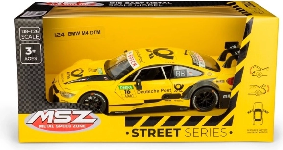 Model de mașină MSZ BMW M4 DTM galben la scara 1:24