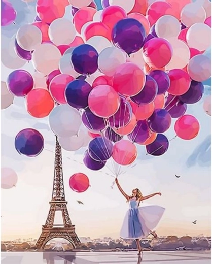 Pictură pe numere pe ramă 40 × 50 cm – buchet de baloane