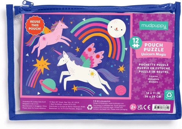 Puzzle Mudpuppy Unicorn Magic în săculeț - 12 piese
