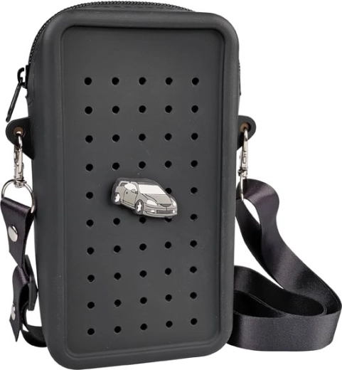 Gifty geantă crossbody din silicon neagră cu pin decorativ