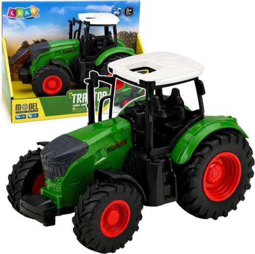 Tractor agricol 1:24 cu roți din cauciuc verde-alb