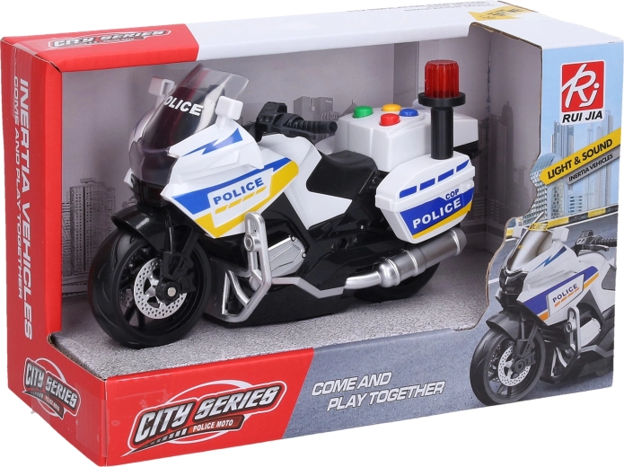 Motocicletă de poliție cu efecte luminoase și sonore, 18 cm