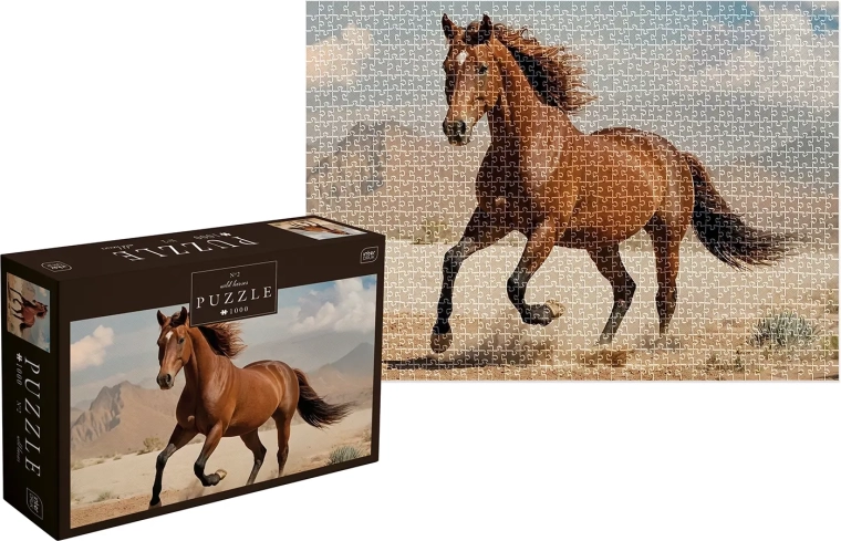 Puzzle Cai Sălbatici: cal sălbatic maro 1000 piese