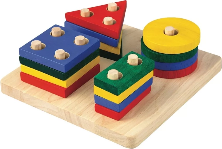 Placă de stivuire din lemn cu forme geometrice PlanToys