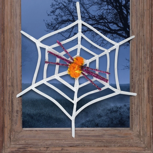 Pânză de păianjen albă de Halloween cu păianjen galben