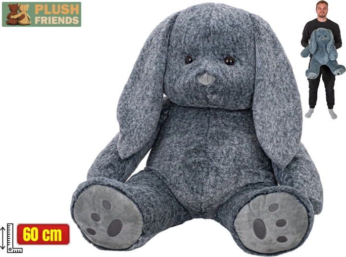 Iepuraș de pluș șezând 60 cm gri Plush Friends
