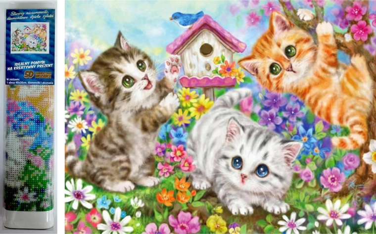 Pictură cu diamante Echipa de pisici 30x40 cm