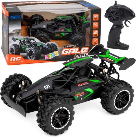 Mașină RC off-road 1:18, 2,4 GHz, negru-verde, până la 15 km/h